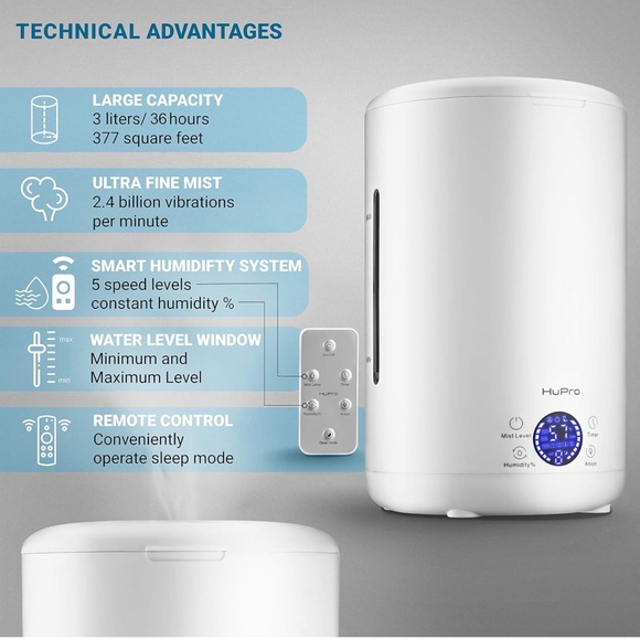 ⭐️HuPro Ultrasonic Air Humidifier Cool Mist Model: Pro-775 - Picture 11 of 13